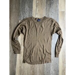 Vintage Medalist Thermal Long Sleeve Shirt XL Brown Made in USA Base Layer